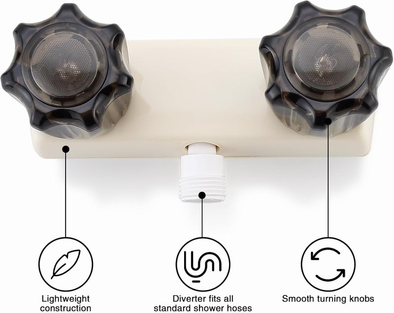 LavishStream RV Shower Faucet, 4" Shower Valve Diverter with Dual Acrylic Control Knobs, Leak-Proof Design for RV Camper Van Travel Trailer Bathroom (Indoor/Outdoor Use), Milk White&Black - Image 3